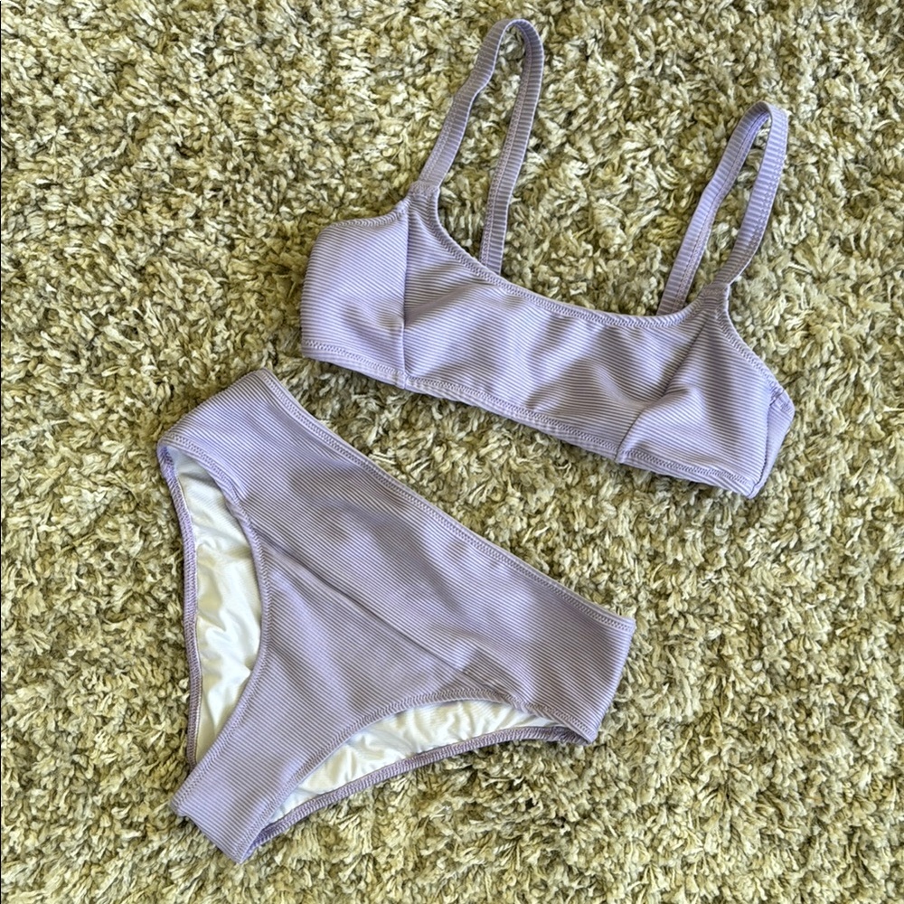 Lavender Ribbed Bikini Set